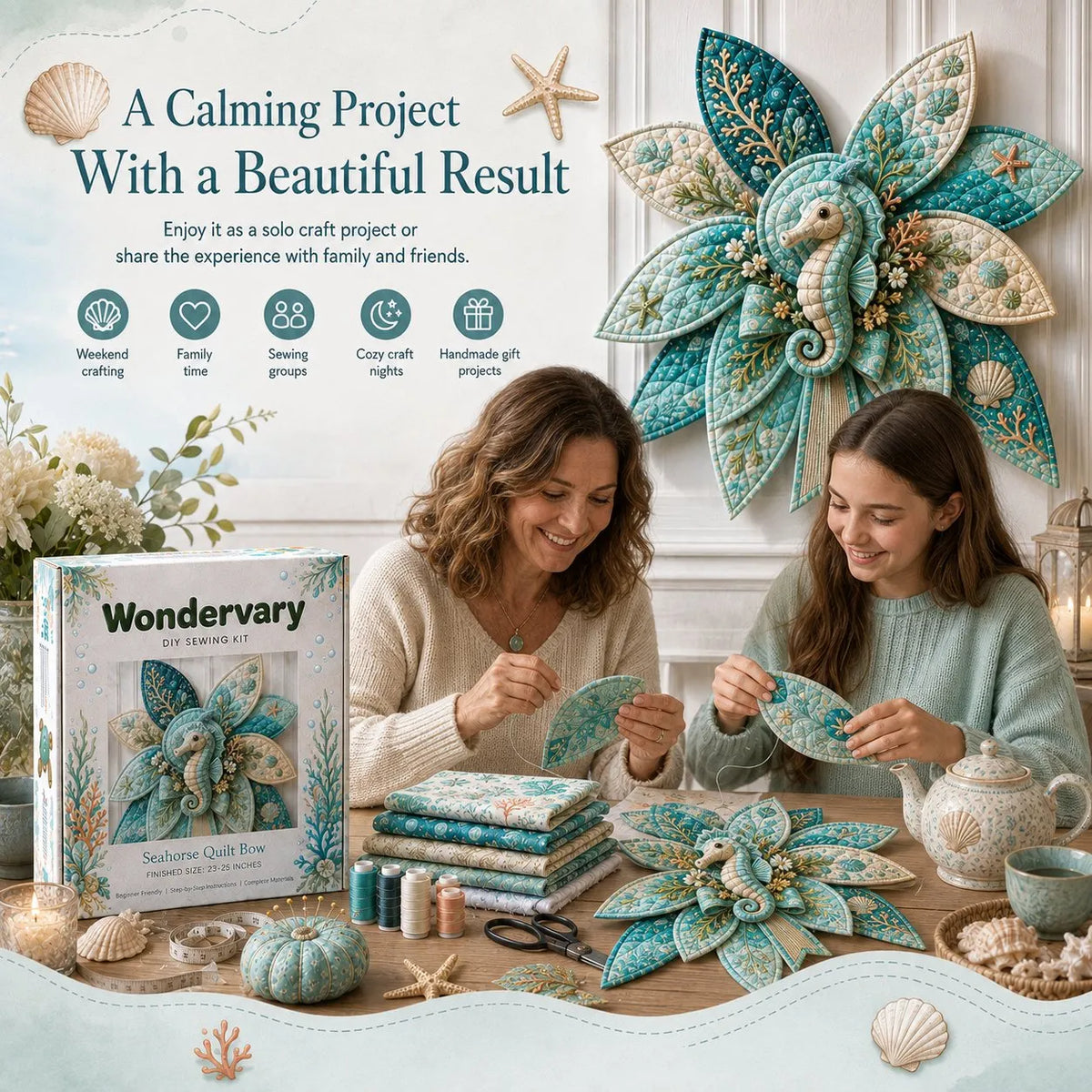 🔥Last Day 49% OFF - 🌊 Ocean Animal Large Patchwork Quilt Bow Sewing Kit(✨Buy 2 Free Shipping)