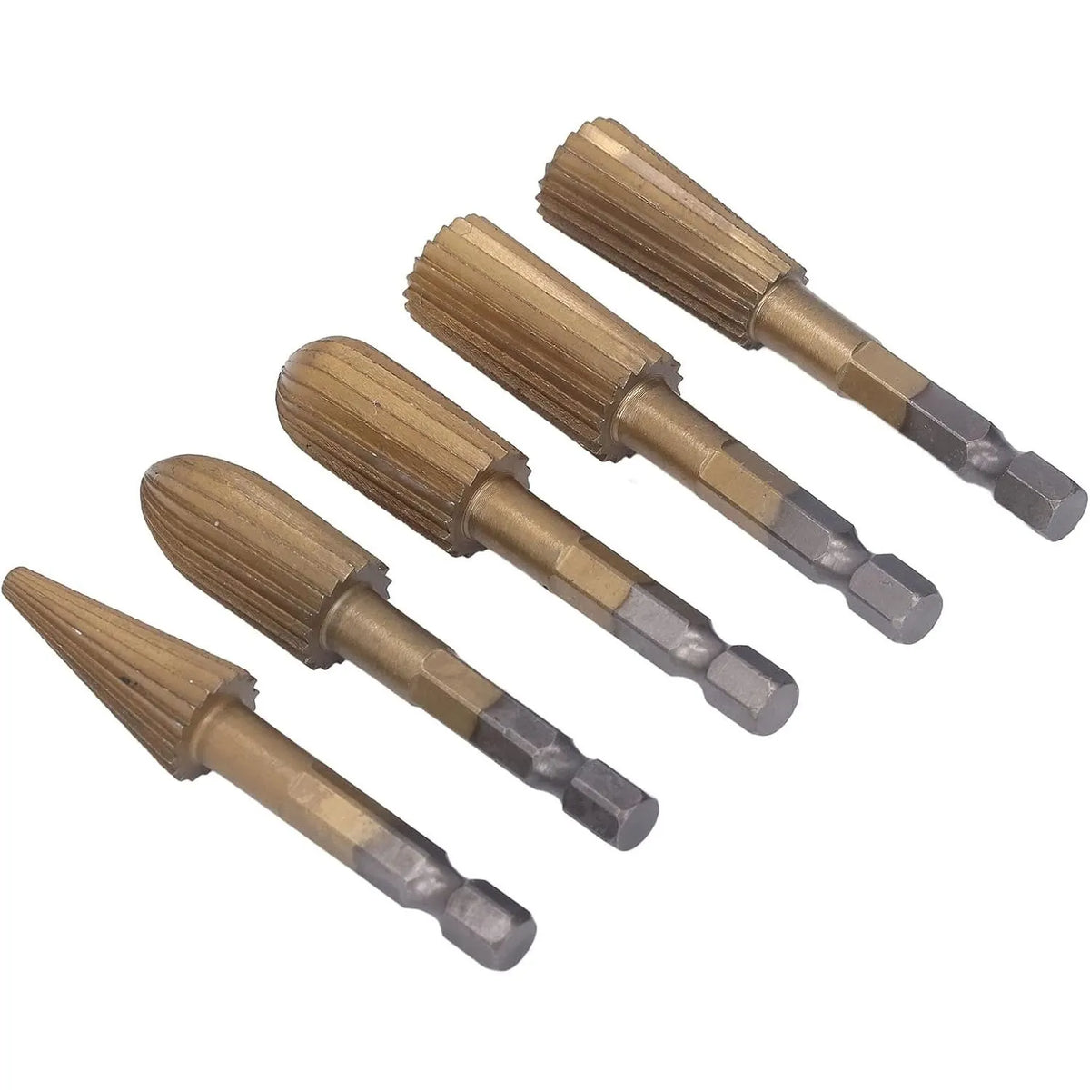 🎉⚡5‐Pack High‐Speed‐Steel Hex‐Shank Rotary File Burr Set