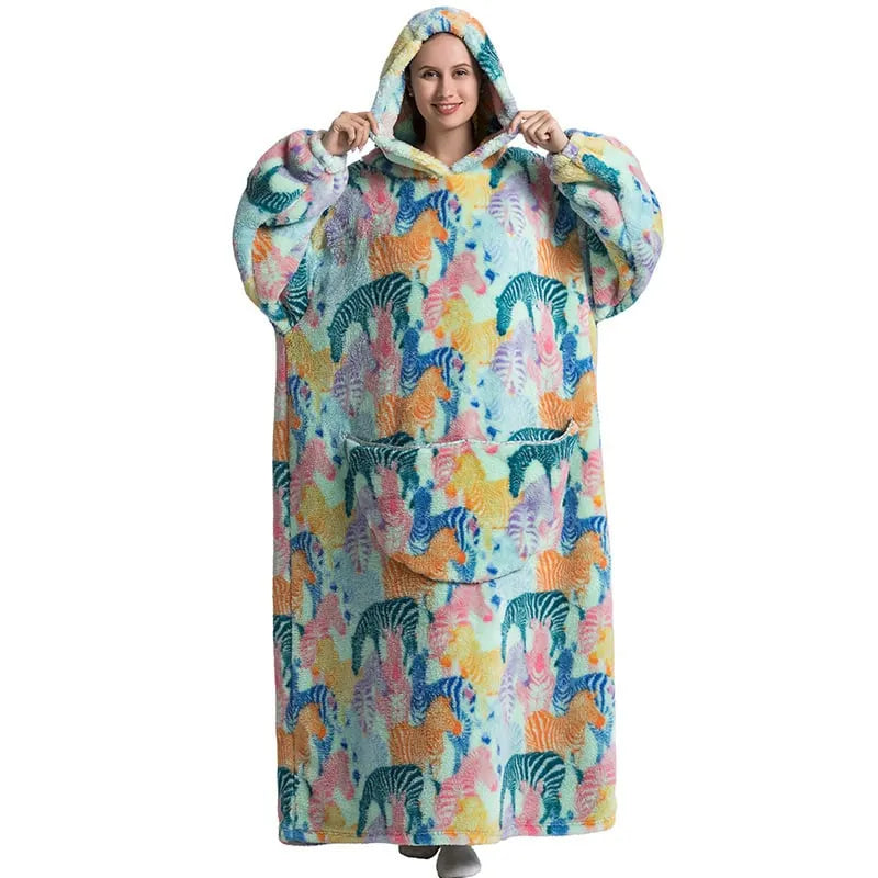 Cute Cartoon Print Hoodie Blanket