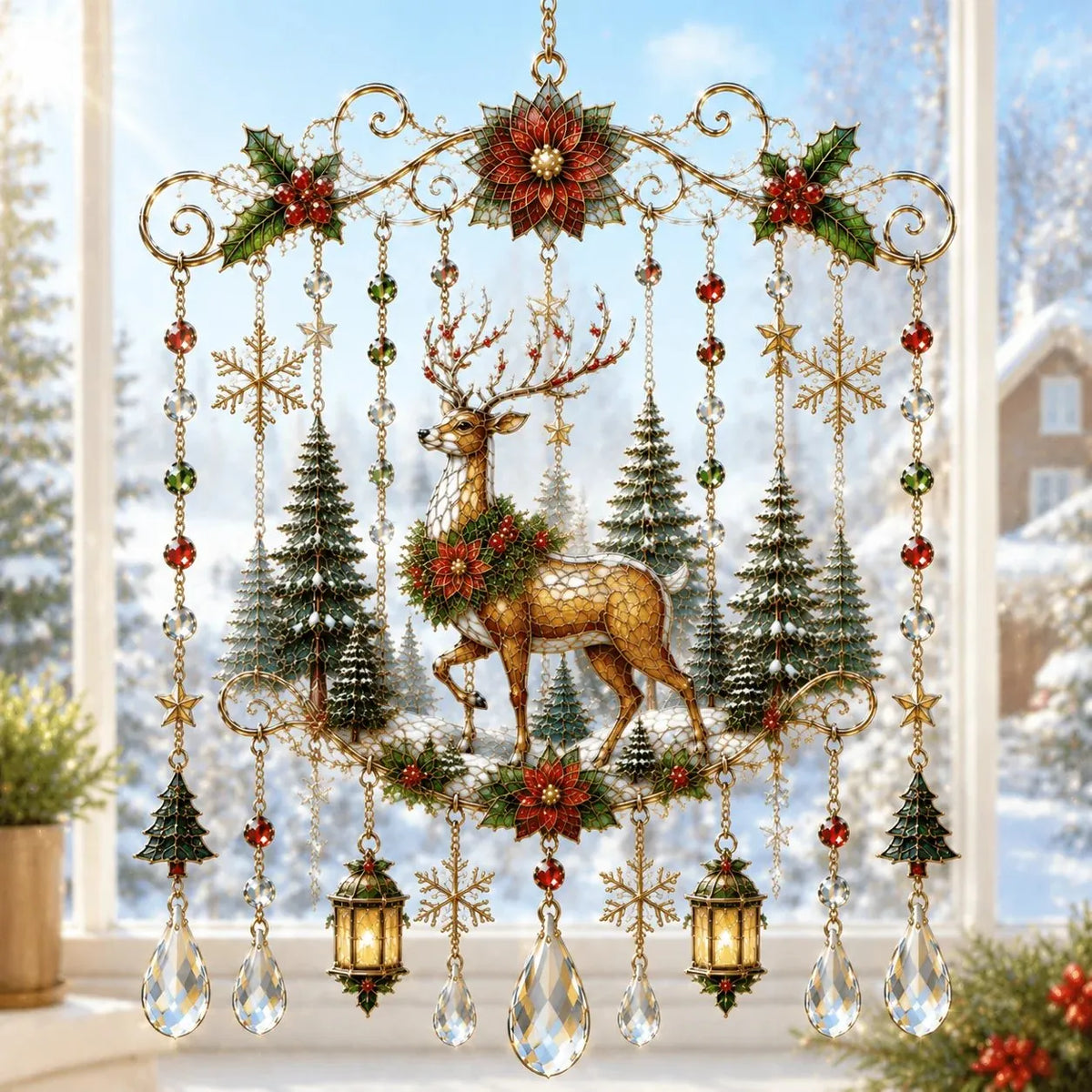 🎉🔥Last Day 49% OFF - Handmade Christmas Stained Glass Window Hanging