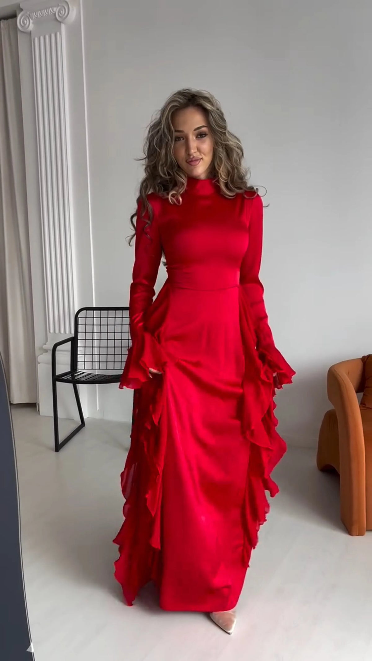 Elegant High-Waisted Patchwork Dress