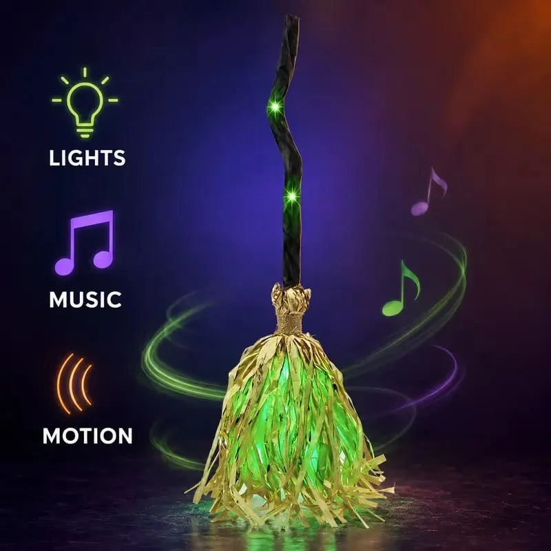 🎃40% OFF TODAY🧹Animated Dancing Witch Broom - Motion-Activated Light & Spooky Sound Decor✨