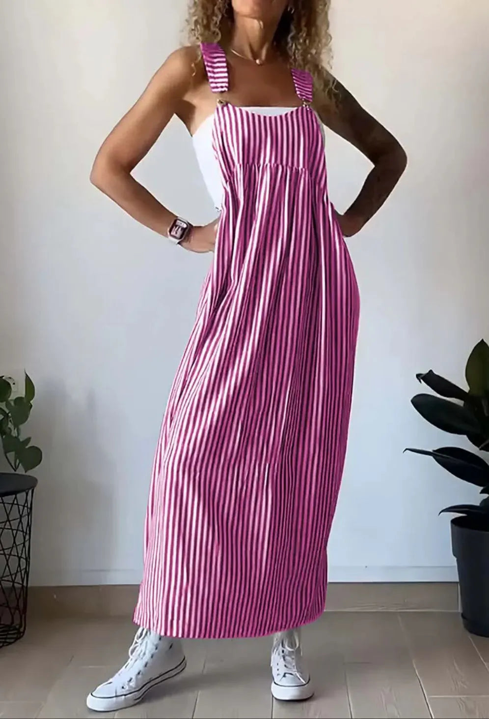 Casual striped suspender dress(buy 2 free shipping)
