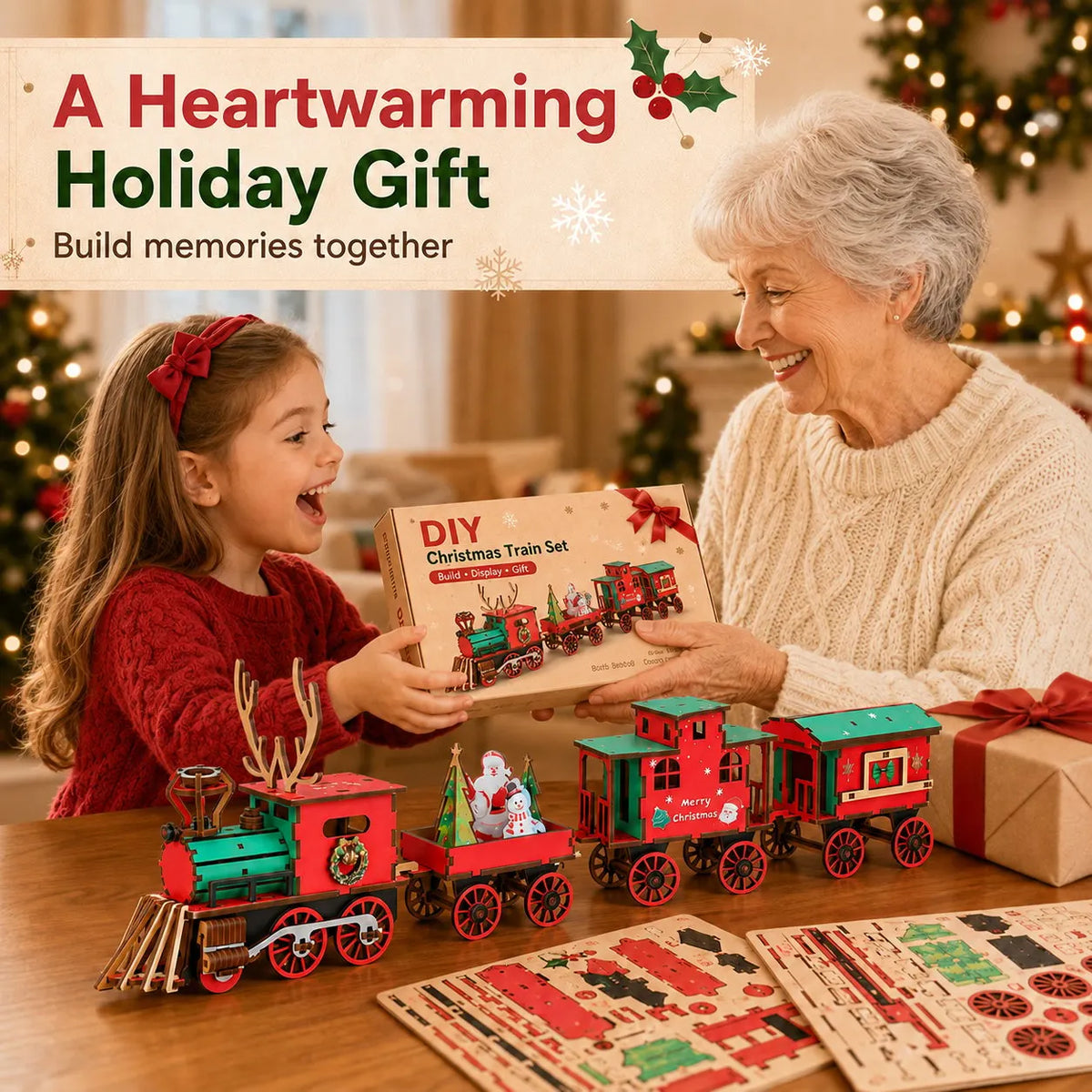 🔥LAST DAY 50% OFF – 🎅🎄DIY Christmas Wooden Train Set 3D Assembly Puzzle Kit(📦Buy 2 Free Shipping)