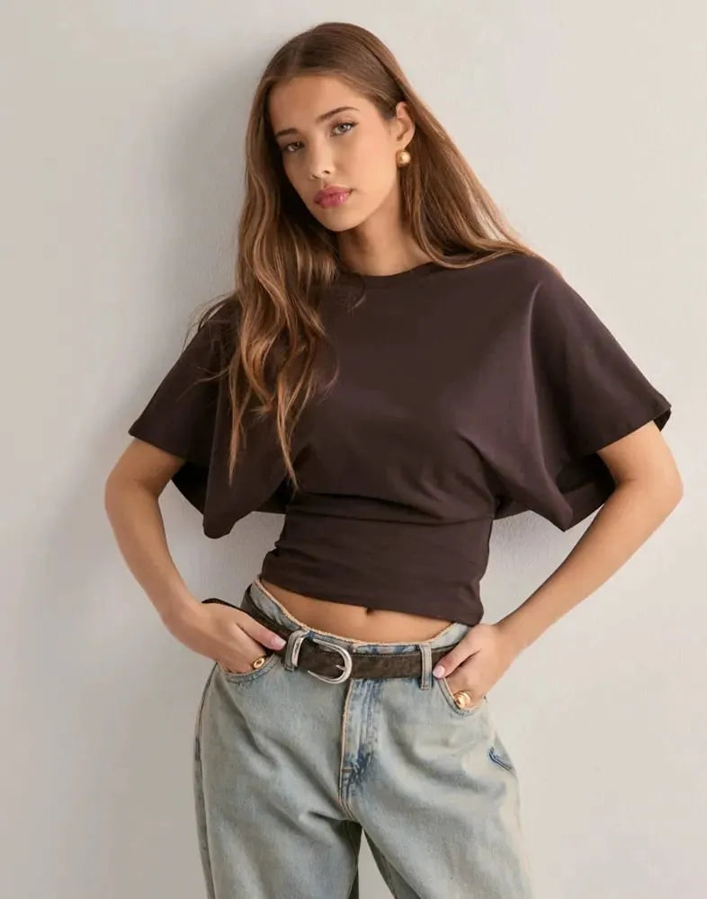Summer new simple all-in-one solid color loose top