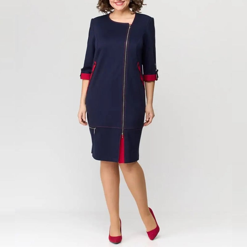 Fashionable high-end women's dress with side zipper