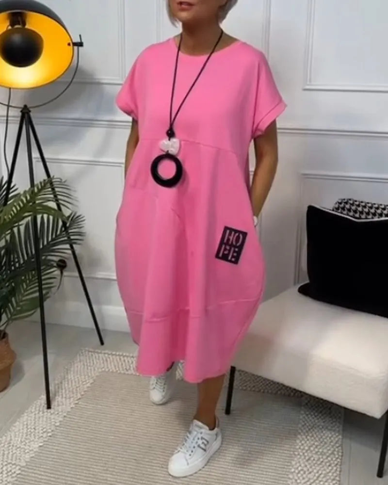 Yvenna - Simple Short-Sleeved Casual Dress