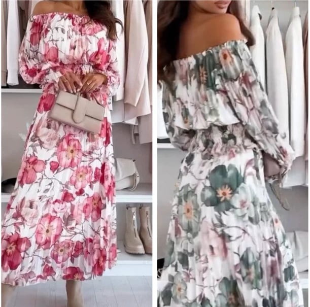 Floral Print Off-Shoulder Top & Maxi Skirt Two-Piece Set