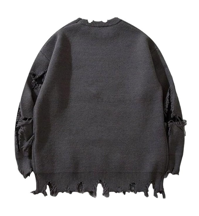 Unisex Skull Print Hip-Hop Distressed Sweater (Buy 2 Free Shipping)