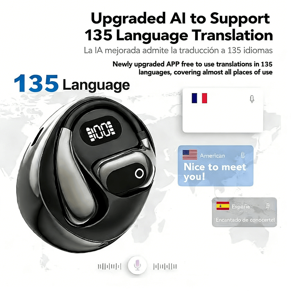 🎉MS190 Translation Earbuds, Supports Real-Time Translation in 135 Languages With APP, Bluetooth 5.3 Earphones