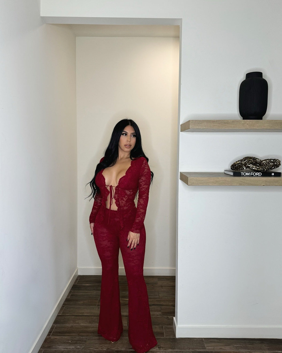 Lace Top & Wide Pants SET