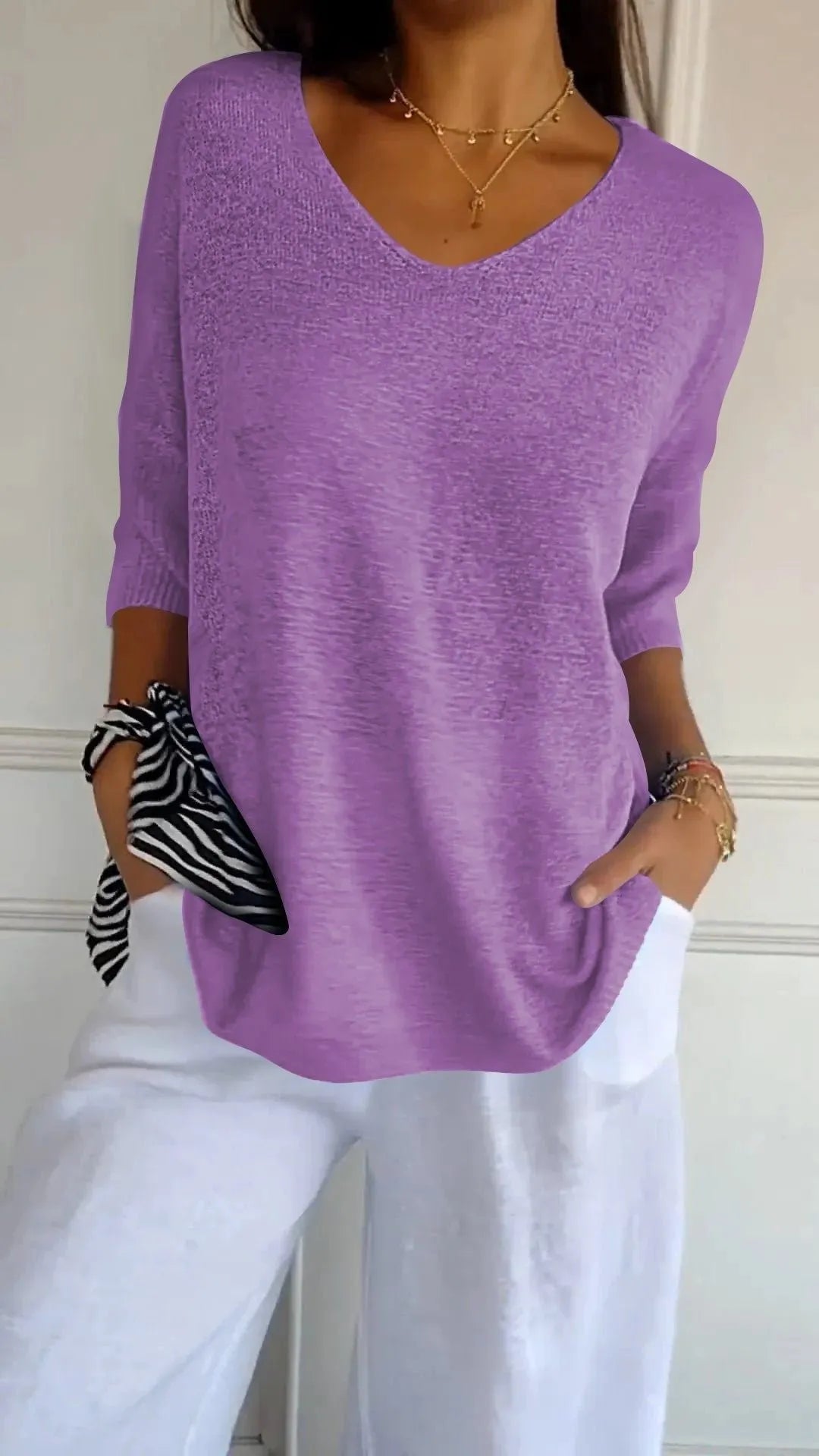 🔥Spring Sale 49% OFF - Solid V-neck knitted top