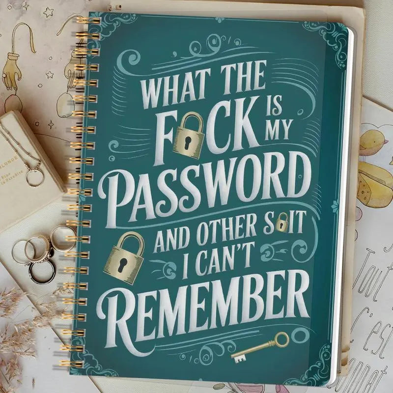 🔥HOT SALE🔥📅Funny Password Notebook - Spiral Bound with Lock Icons & Funny Security Phrases✍️