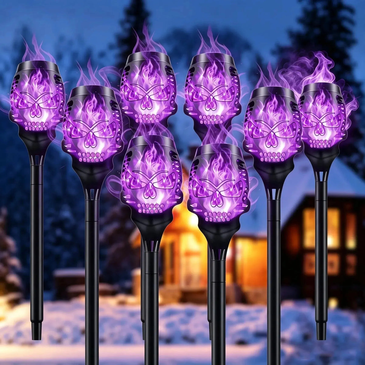 🎉Halloween Early Bird Special Sale🔥Halloween Solar Skull Flame Lights💀