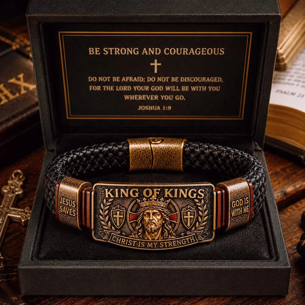 🔥Father‘s Day 50% OFF ✨Handmade King of Kings Faith Bracelet – Adjustable Christian Wristband Gift