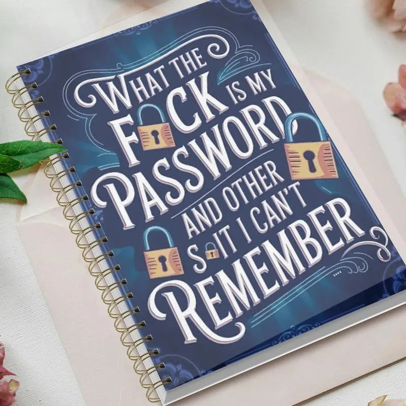 🔥HOT SALE🔥📅Funny Password Notebook - Spiral Bound with Lock Icons & Funny Security Phrases✍️