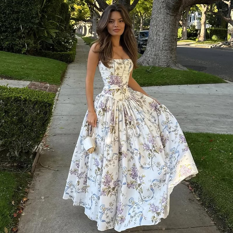 Cream Floral Print Sundress