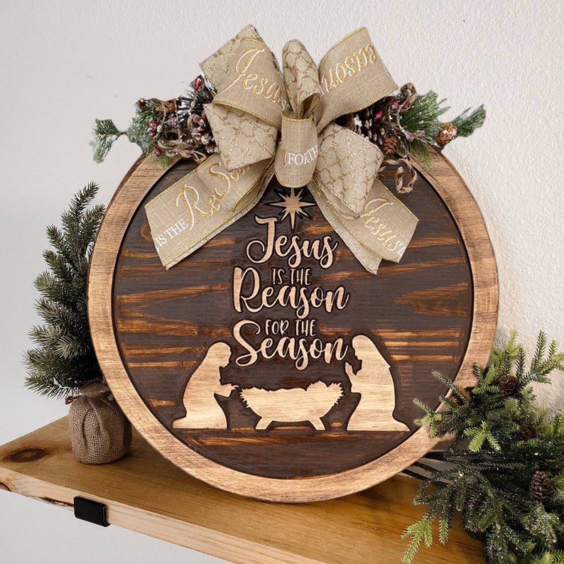 Christmas Sign-Jesus is the reason for the season,christmas wreath, jesus wreath, holiday wreath, decorative wreath