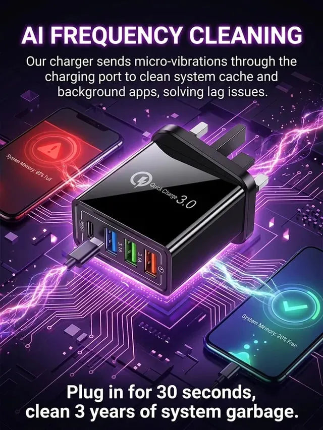 🎉Four-Port Travel Charger for Extended Phone Battery Life