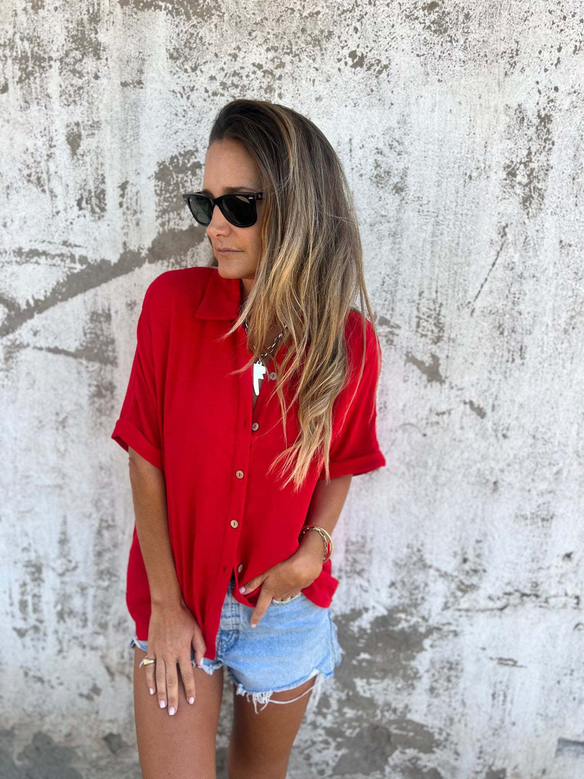 🌸Spring Specials🌸 Women's Casual Solid Color Loose Fit Shirt