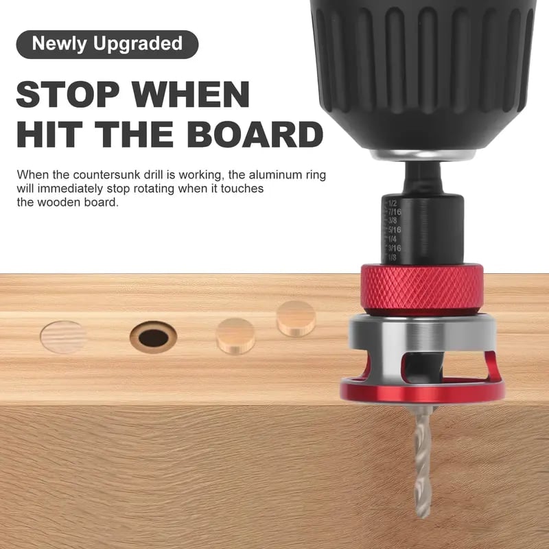 🔥 HOT SALE 🔥Adjustable Countersink Drill Bit Depth Stop Kit  | 4-Flute Wood Drilling Bits