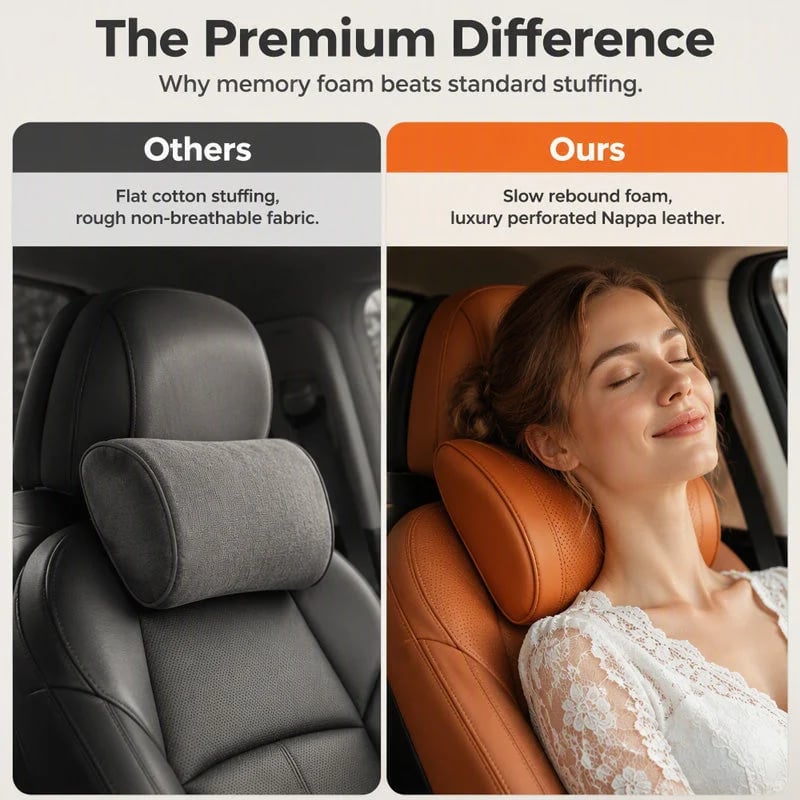 🎉💤 Relieve Driving Fatigue! Universal Memory Foam Car Headrest Neck Pillow, Ergonomic Support Auto Neck Cushion for Long Road Trips