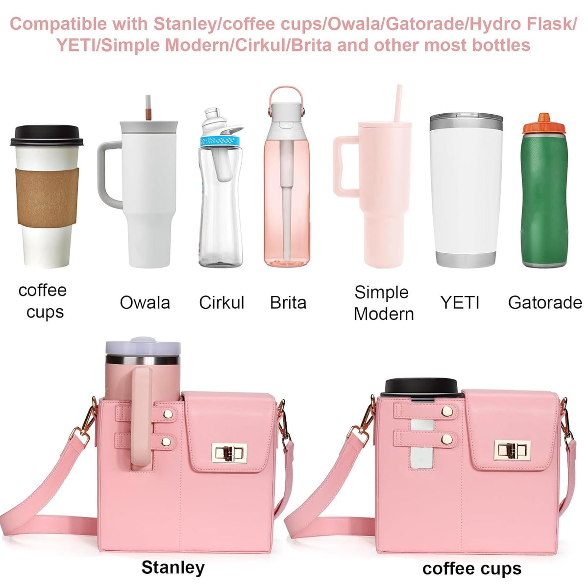 CROSSBODY BAG WITH SPORTS WATER BOTTLE HOLDER FOR WOMEN