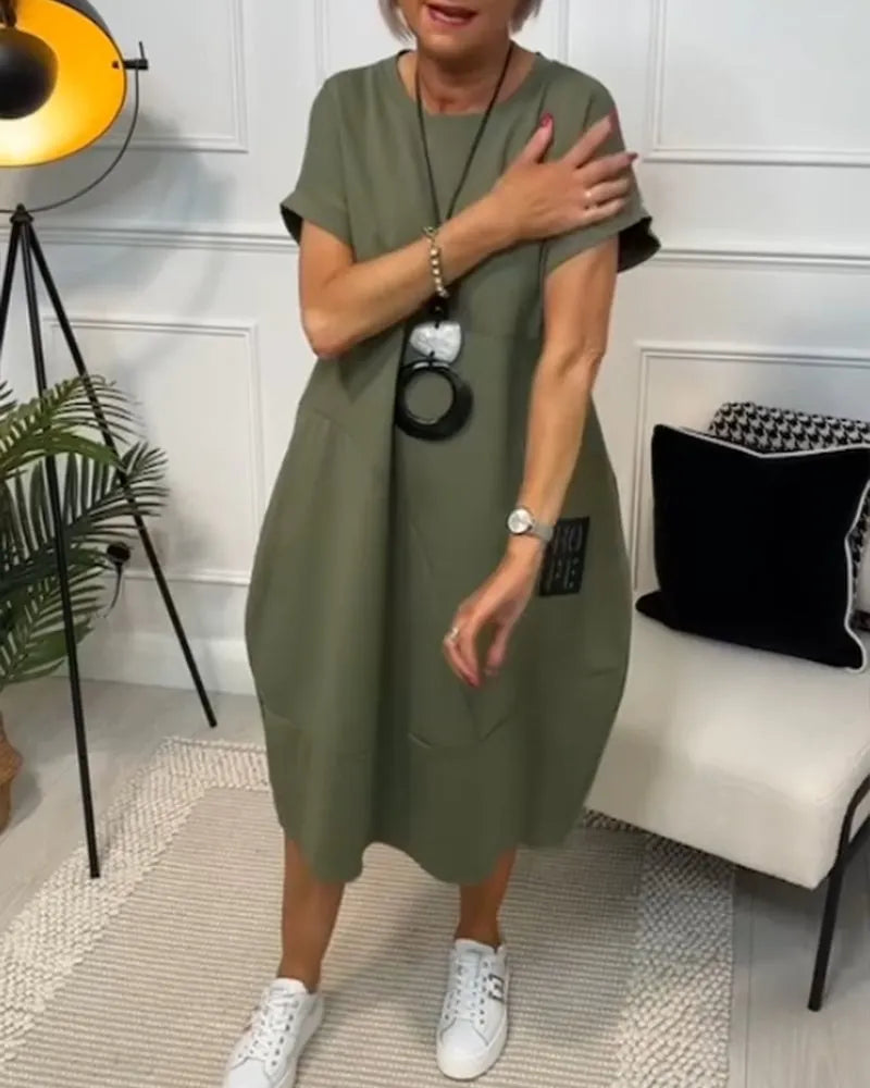 Yvenna - Simple Short-Sleeved Casual Dress