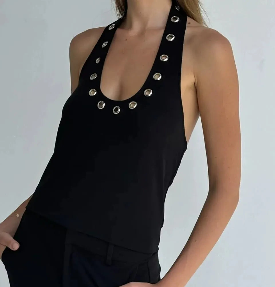 Eyelet Halter Top