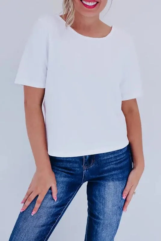 Pearl Beaded Backless Two-Way Short-Sleeved Top (Buy 2 Free Shipping)
