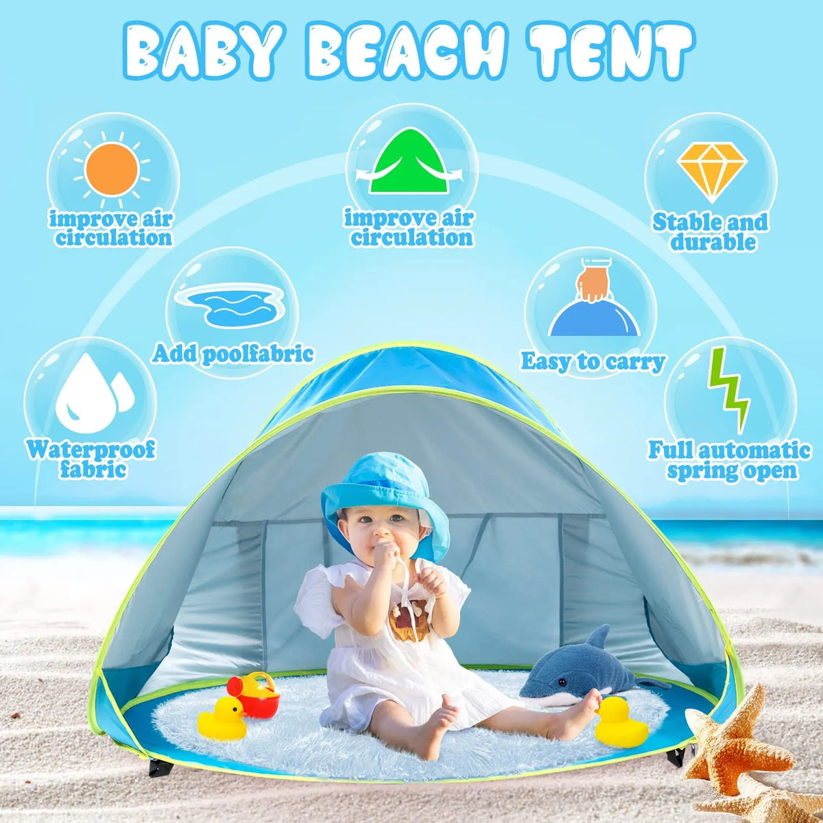 🔥Last Day 49% OFF - 🏖 Portable Uv-Resistant Baby Beach Tent
