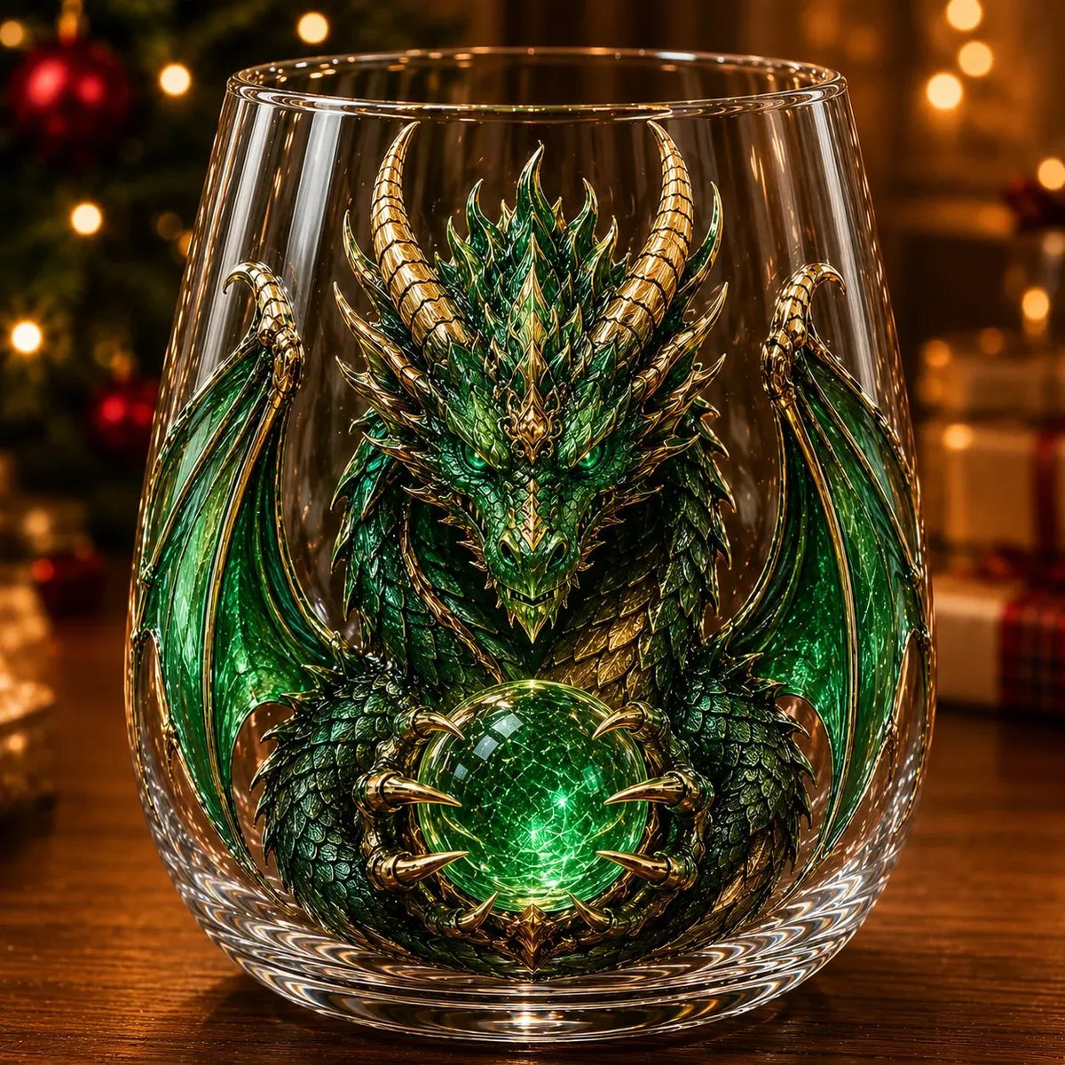 🐉✨ 3D Mythic Dragon Glass Art Cup | 12oz Premium Clear Glass with Raised Dragon Relief, Metallic-Style Details & Faceted Crystal-Style Orb 🎁
