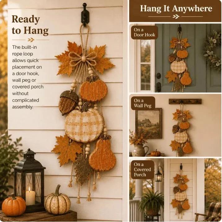🎉 Rustic Harvest WoodenDoor Hanger