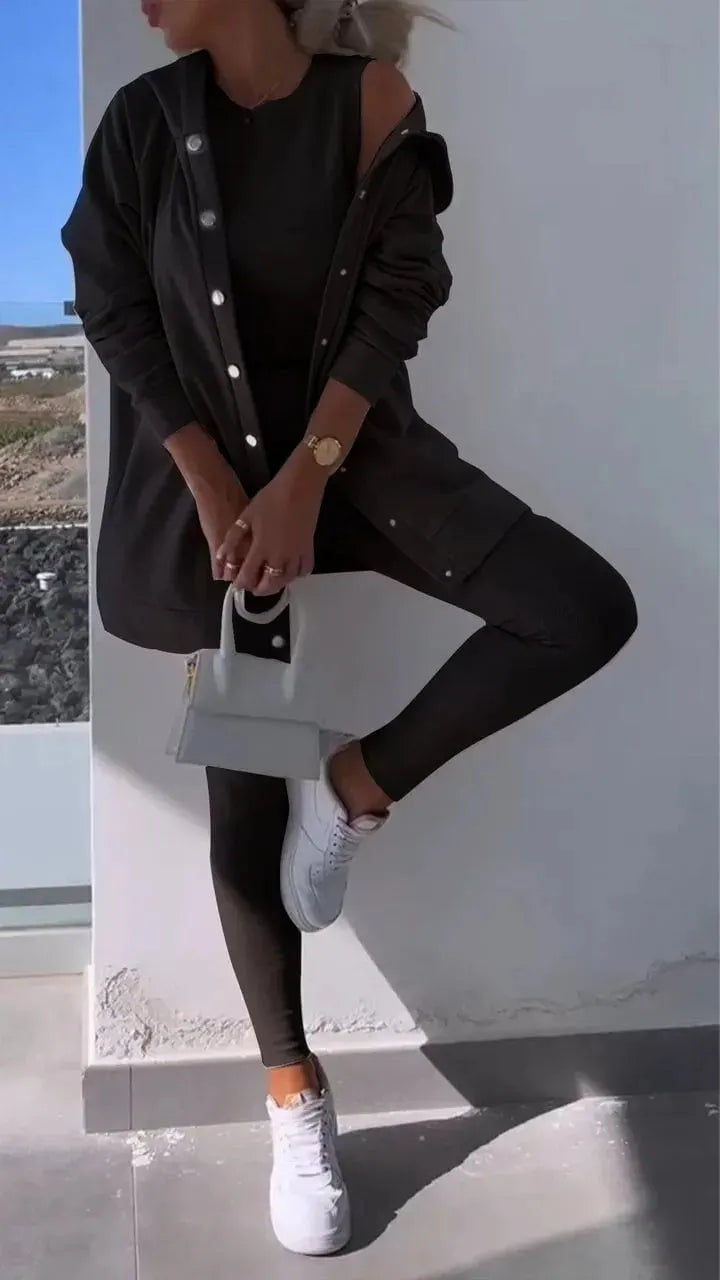 Hooded Cardigan Sweatshirt Three-piece Set (Buy 2 Free Shipping)
