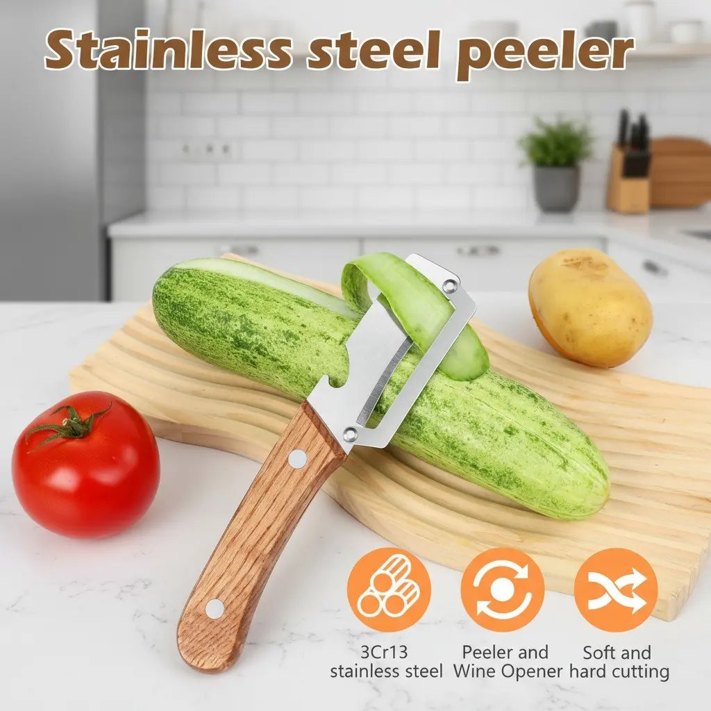 Limited-time Price $9.99😍Multi-functional Peeler 4-in-1, Stainless Steel Peeler, Vegetable Cutter, Slicer, Bottle Opener, Kitchen Must-Have Tool, Portable and Sharp