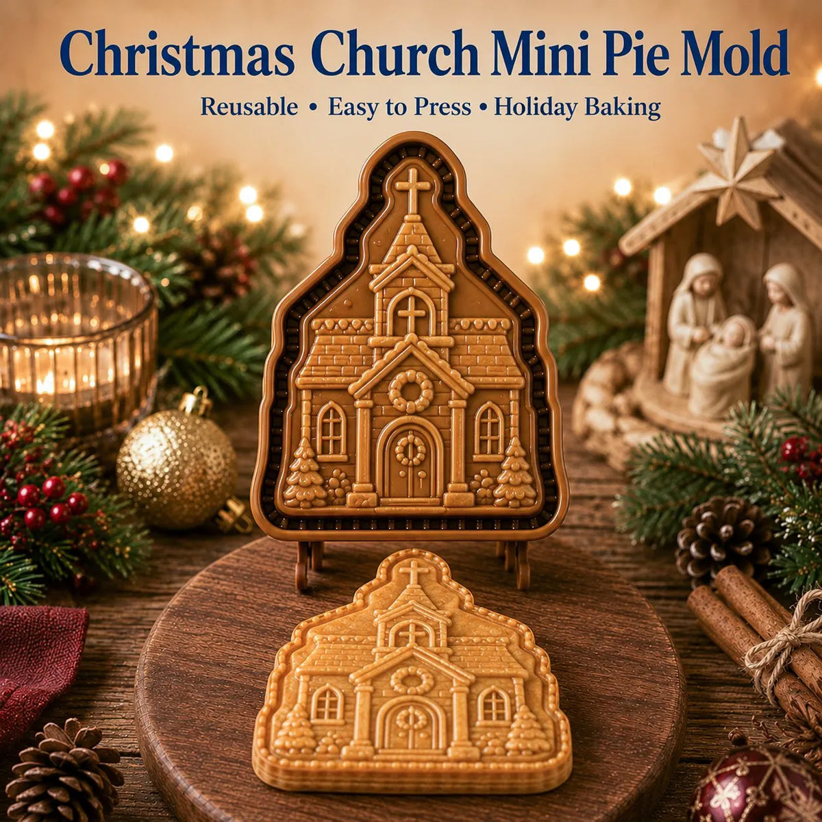 🔥Last Day 50% OFF - ✝️🥧 Faith & Nativity Christmas Mini Pie Mold Collection