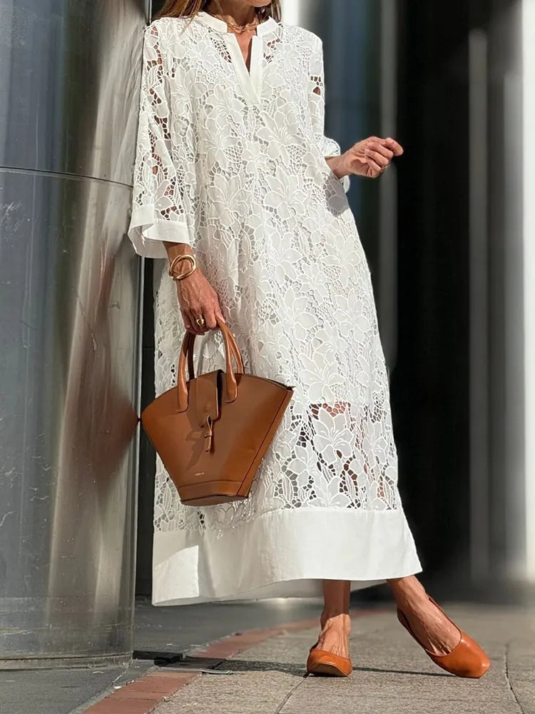 Women's Elegant Lace V Neck Dress