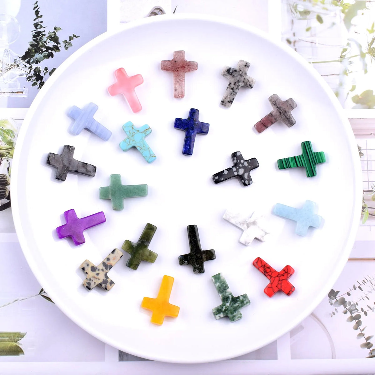 🔥Last 4 hours Sale: Save 50% -✝️Easter Natural Stone Crystal Cross Decoration
