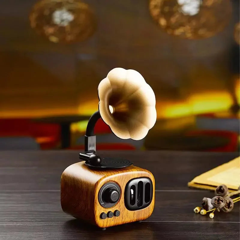 🔥Last 4 hours Sale: Save 50%- ❤️Retro Wooden Phonograph Bluetooth Speaker