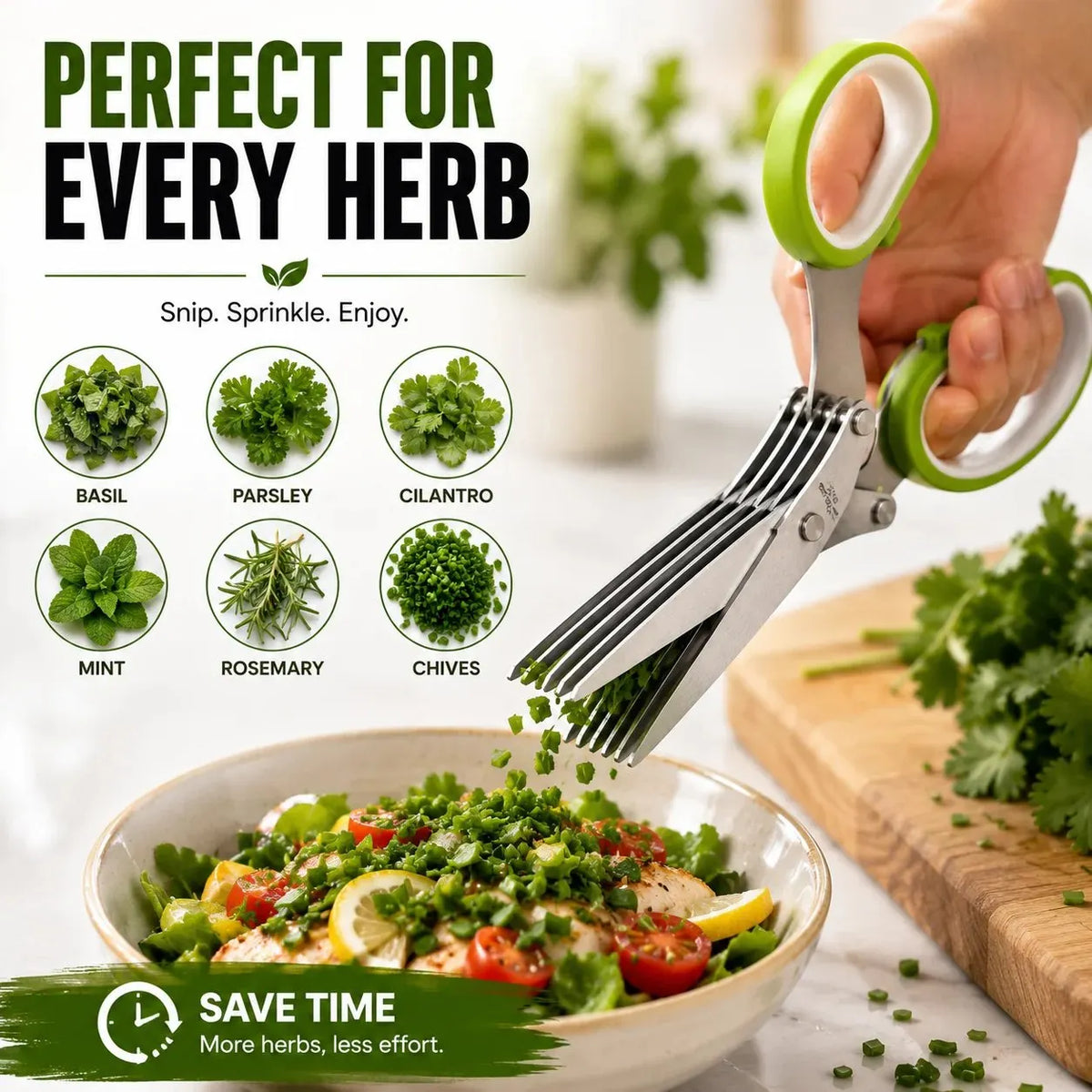 🎉✂️🌿5-Blade Stainless Steel Herb Scissors with Cleaning Brush & Protective Cover