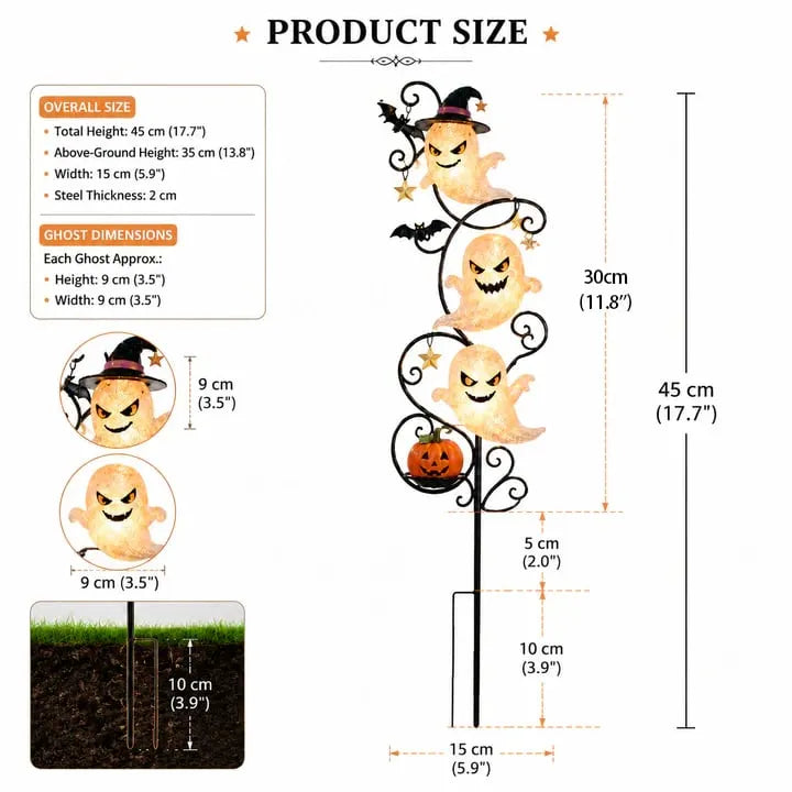 🔥Last Day Promotion!☀Solar-Powered Little Ghost Garden Stake Light | Whimsical Halloween Outdoor Decor