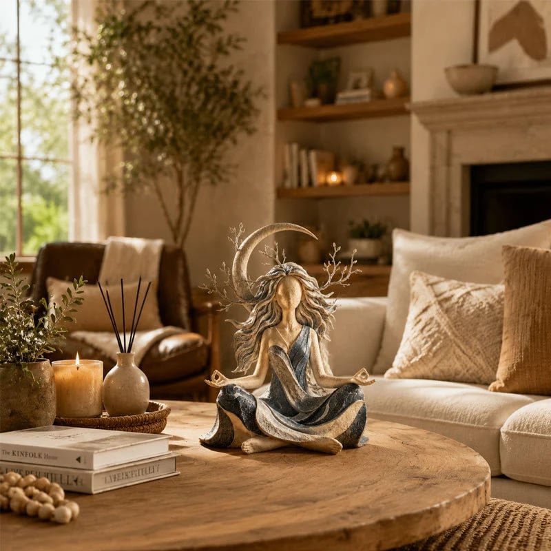 🎉Nature Goddess Tabletop Resin Sculpture, Serene Meditation Room Decor Ornament