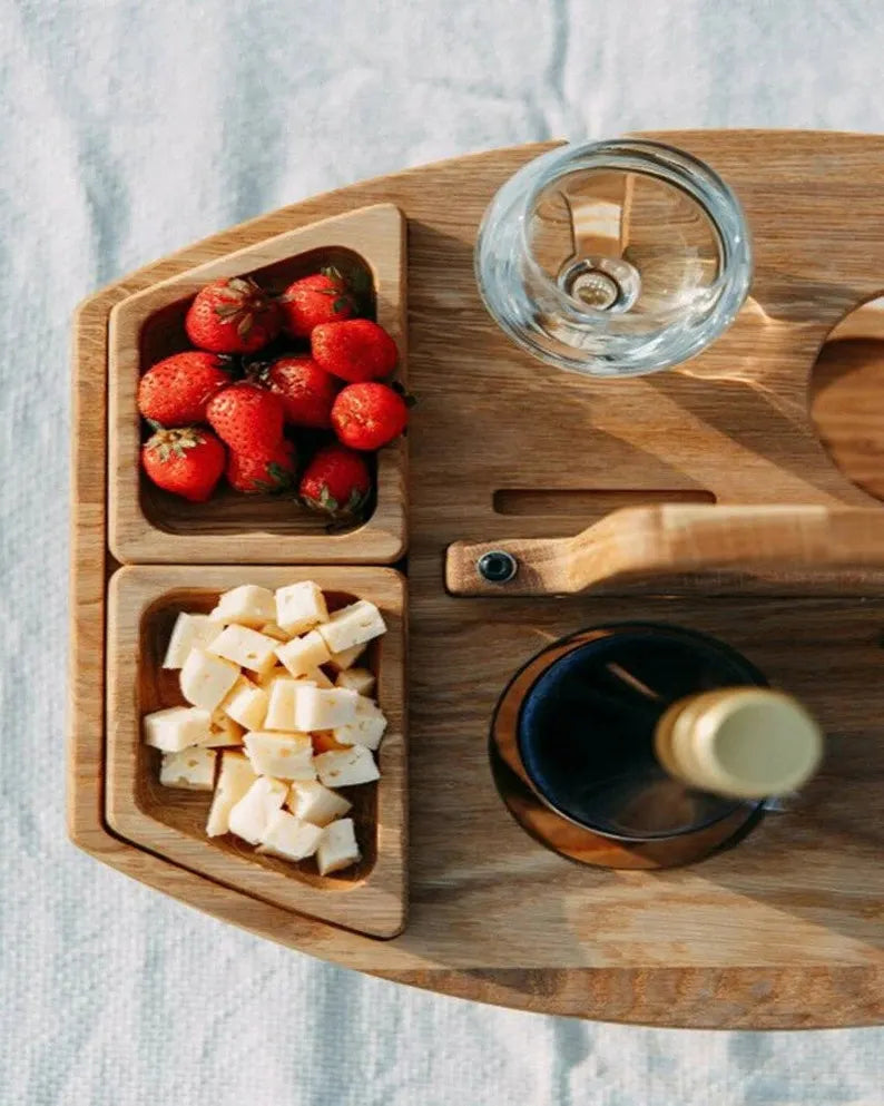 🍷PORTABLE WOODEN OUTDOOR PICNIC WINE TABLE🍷