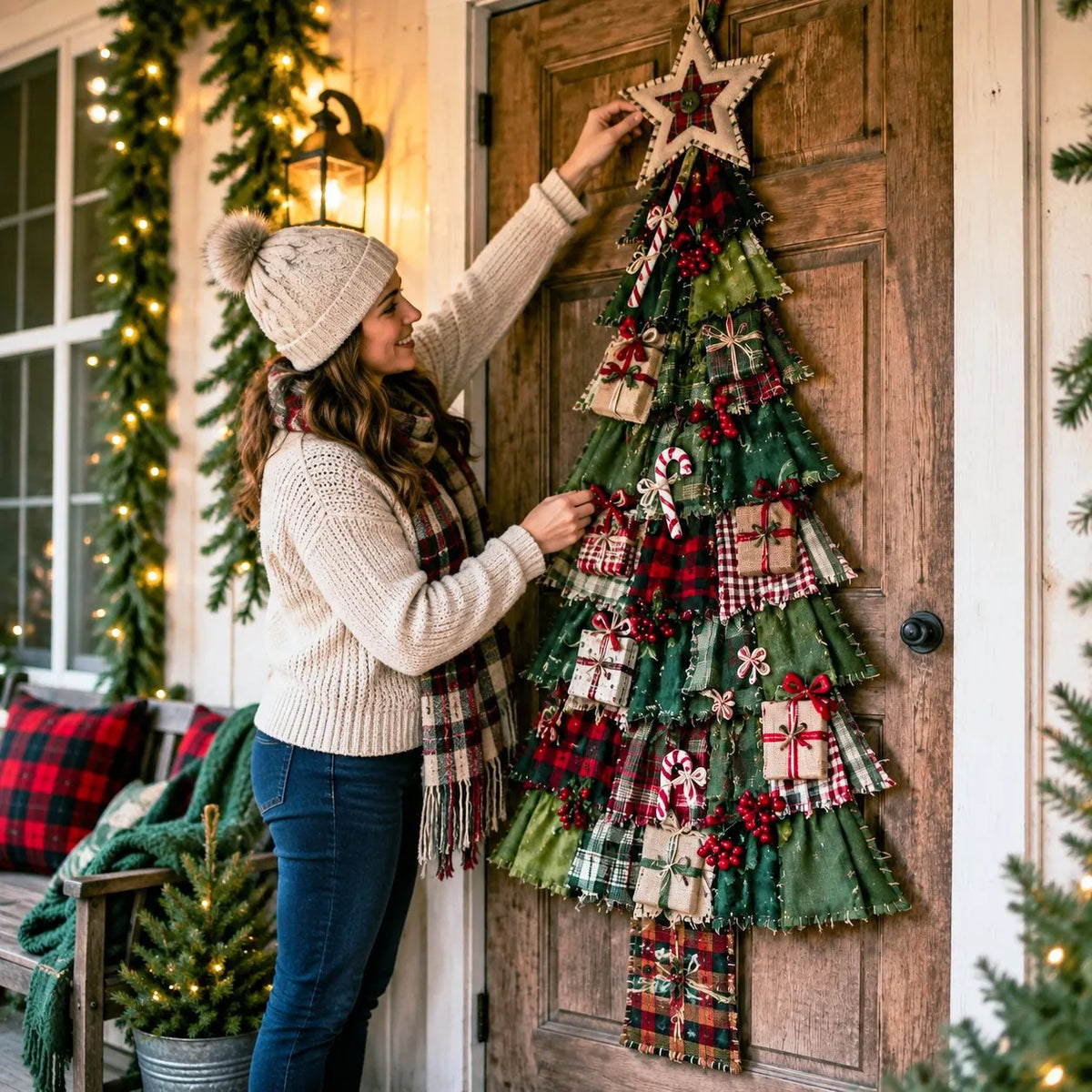 🎉🎄Beginner-Friendly DIY Oversized Patchwork Christmas Tree Door Hanging Kit | Complete Kit with All Tools & Step-by-Step Guide Included 💕