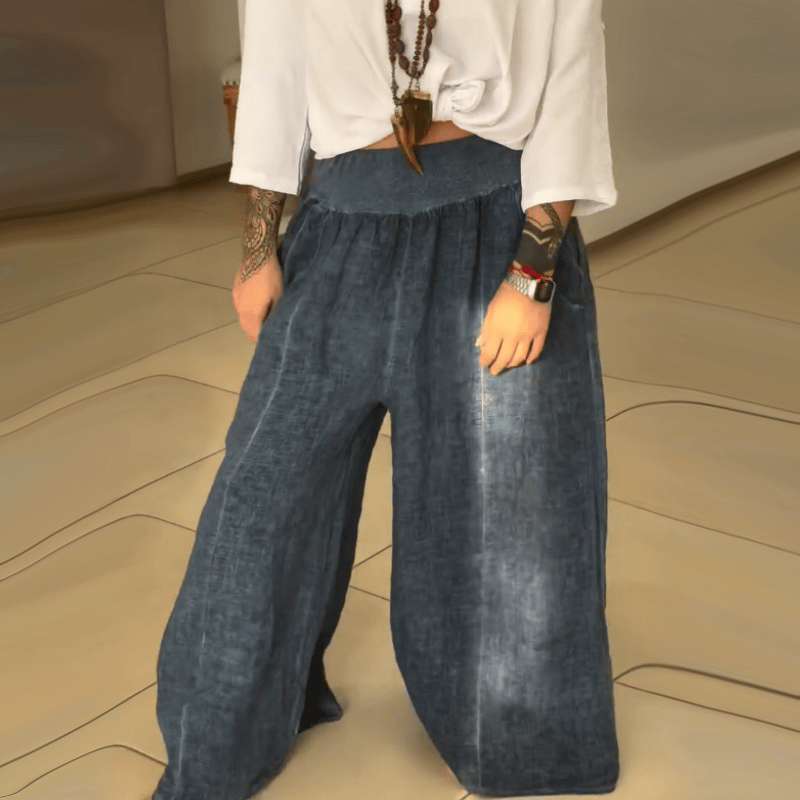 Women's Elastic Wide-Leg Pants with Pockets (Buy 2 Free Shipping)