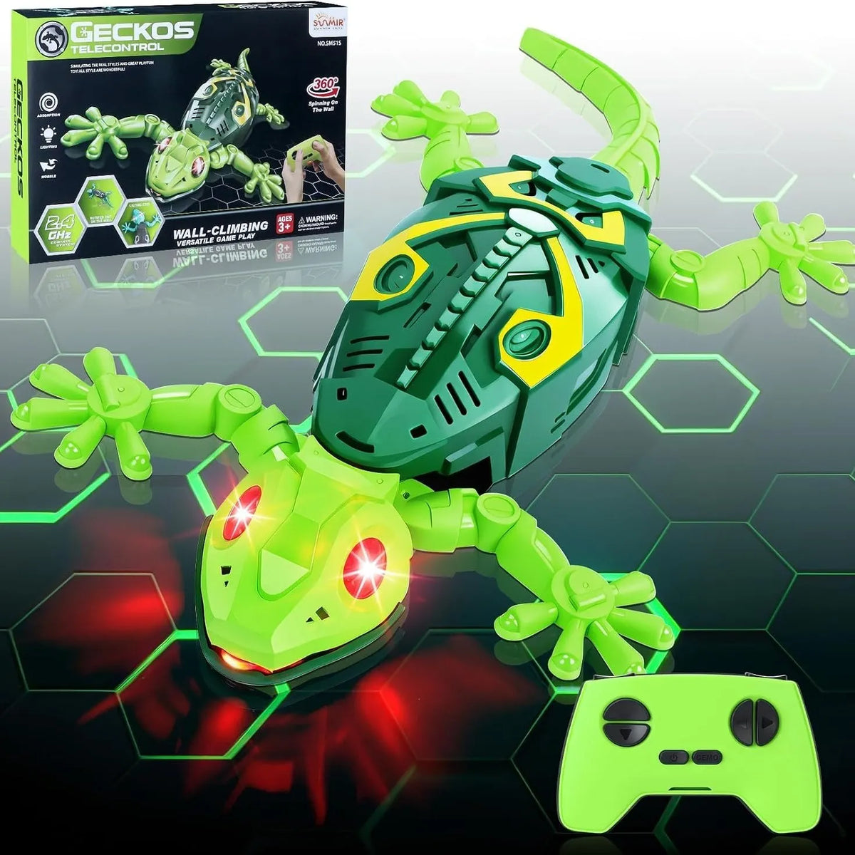 🎉🎁49% OFF🔥🦎 Wall Crawler Gecko – Remote Control Wall-Climbing Toy with LED Eyes
