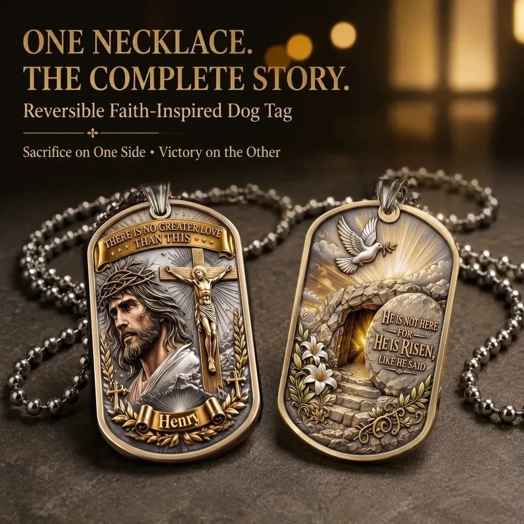 🔥HOT SALE🔥💥🏆Personalized "Greater Love" 3D Jesus Dog Tag Necklace ✝️❤️