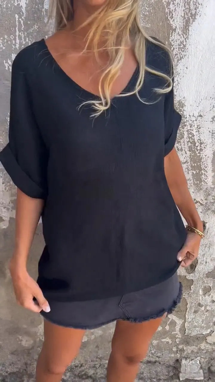 V-neck Mid-sleeve Casual Top (Buy 2 Free Shipping)