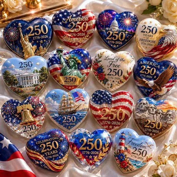 🎉🇺🇸 America 250th Anniversary Commemorative Heart Ornament Collection | 15-Piece Patriotic Keepsake Set🎁Buy 2 Free Shipping