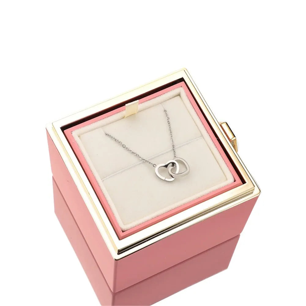 Eternal Rose Box - W/ Engraved Necklace & Simulated Rose.